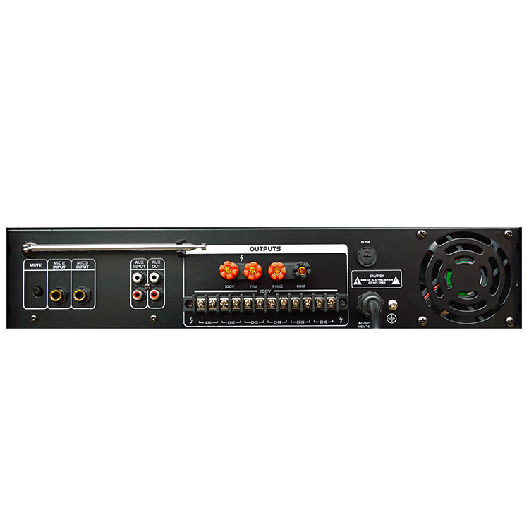 AMPLIFICADOR PRO DJ 180W PARA SONIDO AMBIENTAL 6 ZONAS 3 MICROFONO USB RCA AUX BLUETOOTH