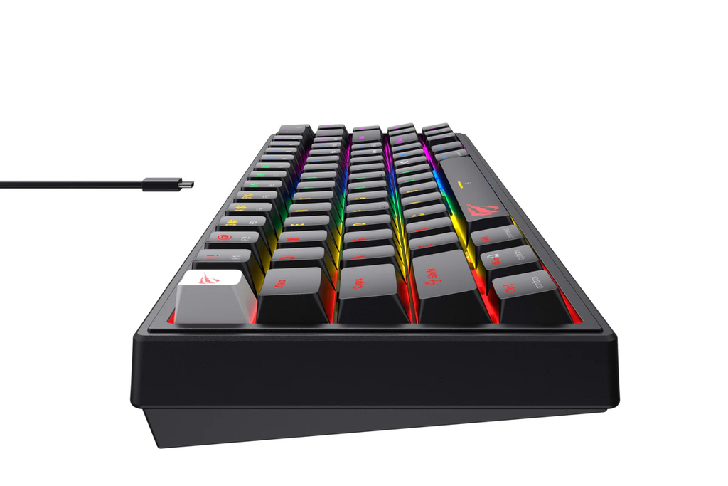TECLADO GAMER NEGRO COMPACTO TIPO C RGB 20 MODOS DE EFECTO USB
