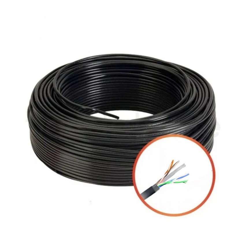 CABLE UTP CATEGORIA 6 100% COBRE CARRETE 100 METROS EXTERIOR NEGRO
