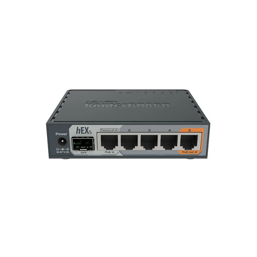 SWITCH DE 5 PUERTOS BASE 1000 GIGABYTE MICROTIK POE SFP METALICO