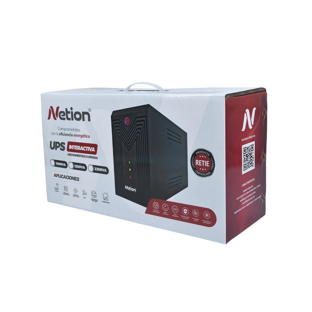 UPS INTERACTIVA NETION 2200VA/1200W CON 4 TOMAS REGULADAS 2KVA