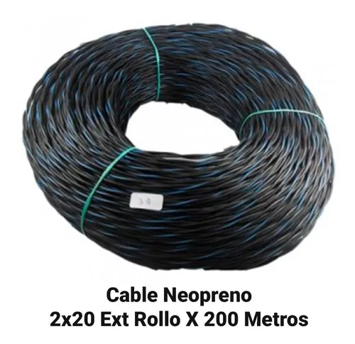 CABLE NEOPRENO 2X20 100% COBRE TRENZADO NEGRO -BLANCO 200 METROS