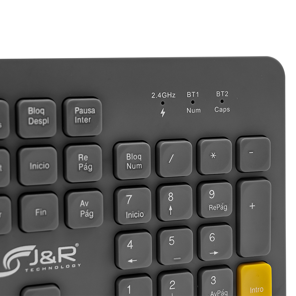 TECLADO INALAMBRICO DUAL BLUETOOTH + 2.4GHZ GRIS ELEGANTE