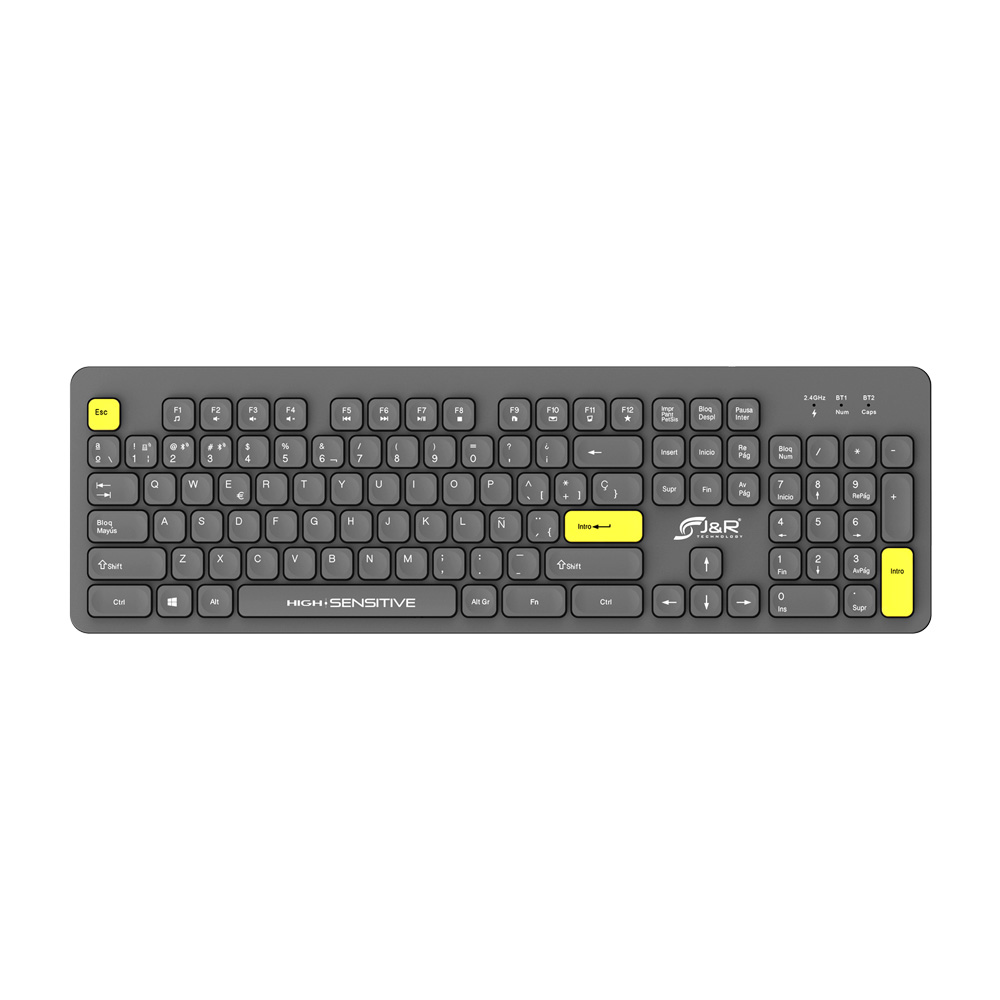 TECLADO INALAMBRICO DUAL BLUETOOTH + 2.4GHZ GRIS ELEGANTE