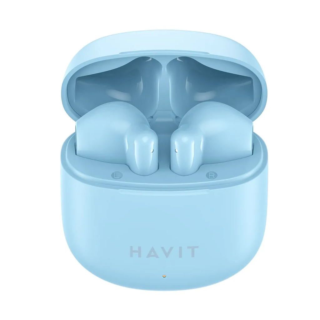AUDIFONOS AIRPODS AZUL HAVIT TW976 BLUETOOTH TIPO C 300MAH ESTUCHE  5 HORAS