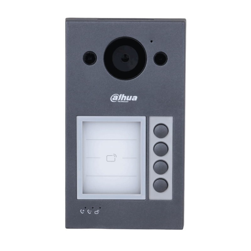 VIDEO PORTERO INTERCOMUNICADOR IP ALUMINIO 2MP 4 BOTONES IP65, IK08 12VDC POE SIP DAHUA