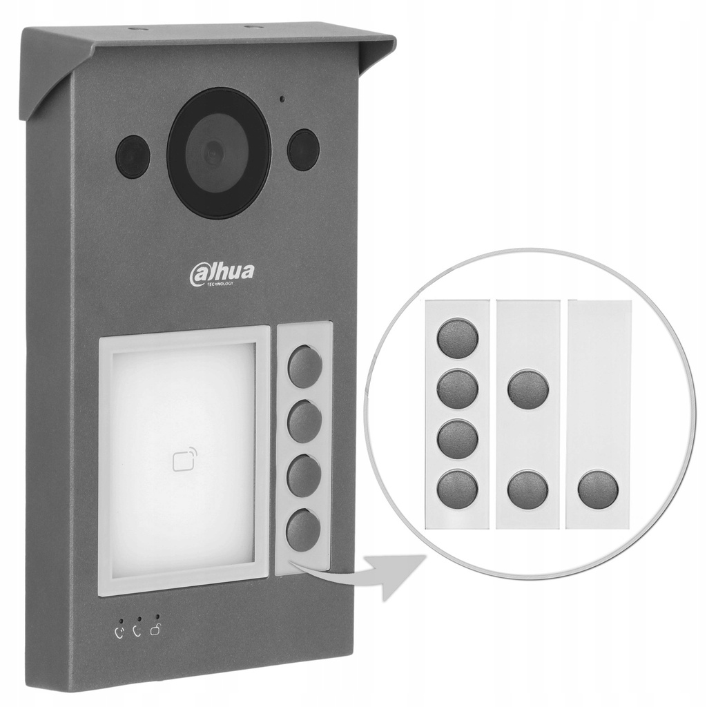 VIDEO PORTERO INTERCOMUNICADOR IP ALUMINIO 2MP 4 BOTONES IP65, IK08 12VDC POE SIP DAHUA