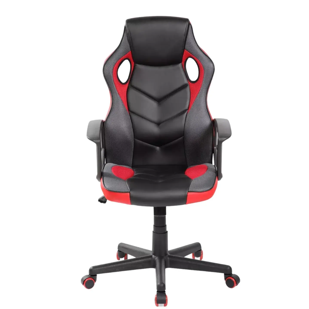 SILLA GAMER ROJA SENCILLA BRAZOS FIJOS BASCULANTE BASIC