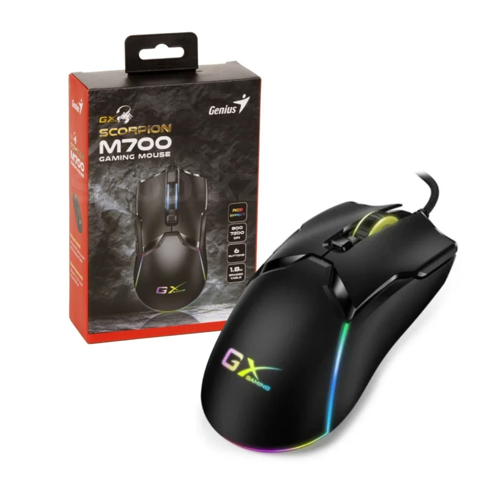 MOUSE GAMER GENIUS SCORPION USB NEGRO 7200DPI PROGRAMABLE 6 BOTONES