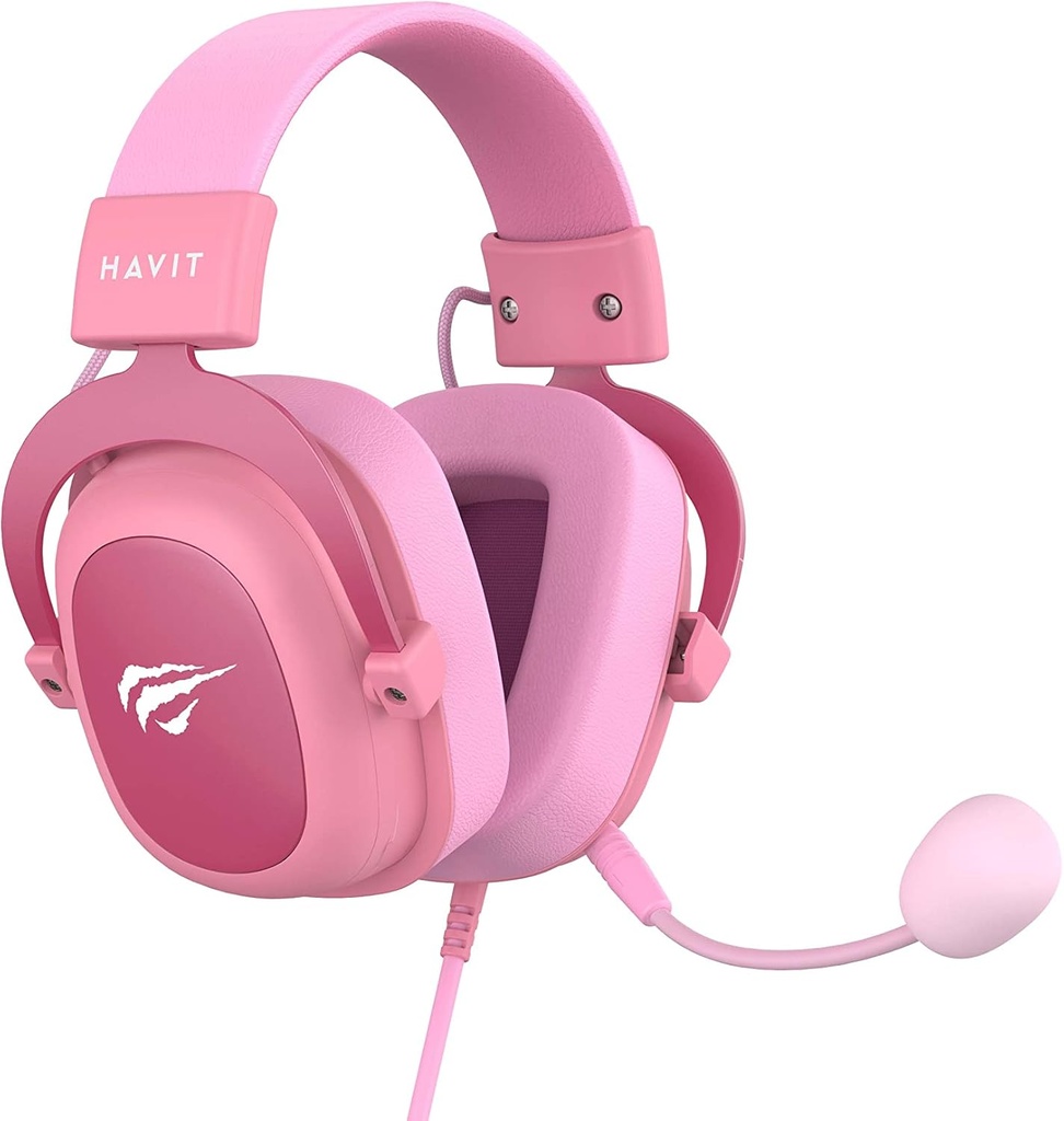 DIADEMA AUDIFONOS GAMER ROSADO WAIFU SONIDO BASS MICROFONO DESMONTABLE