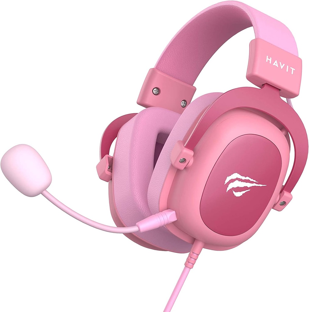 DIADEMA AUDIFONOS GAMER ROSADO WAIFU SONIDO BASS MICROFONO DESMONTABLE