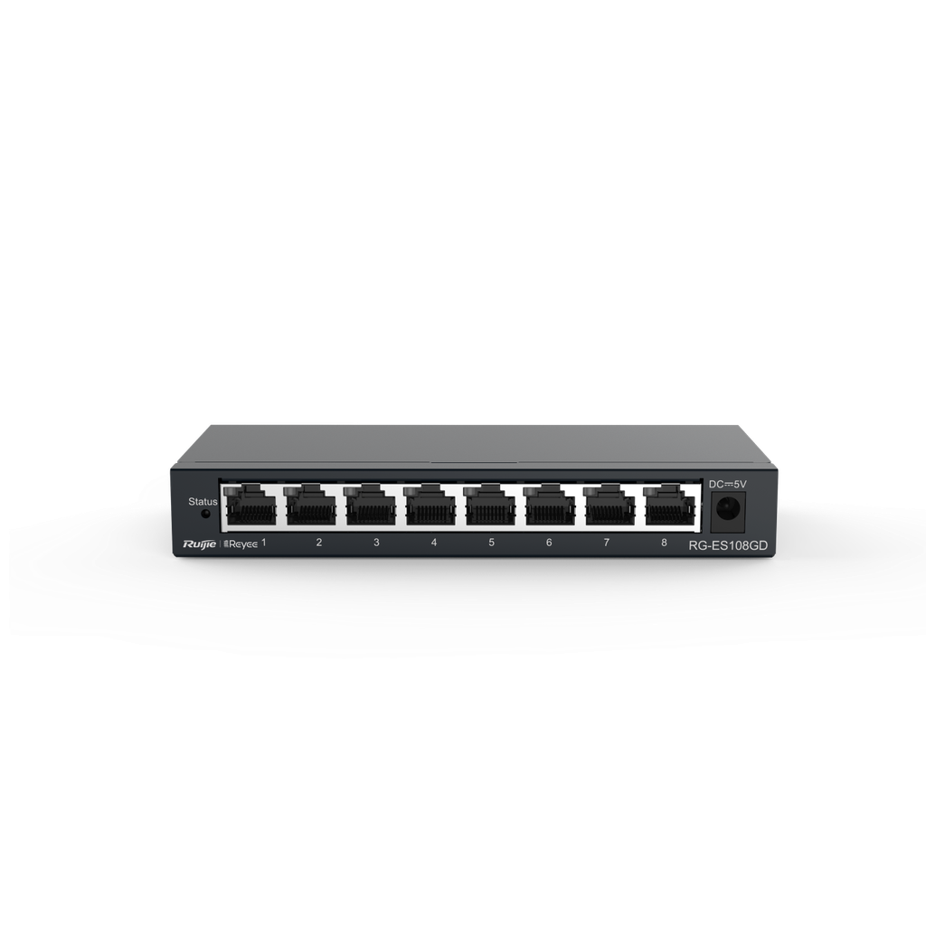 SWITCH DE 8 PUERTOS BASE 1000 GIGABYTE NO ADMINISTRABLE RUJIE METALICO