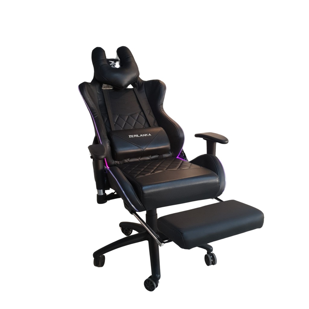 SILLA GAMER RECLINABLE ERGONOMICA NEGRA KITSUNE RGB RETROILUMINADA