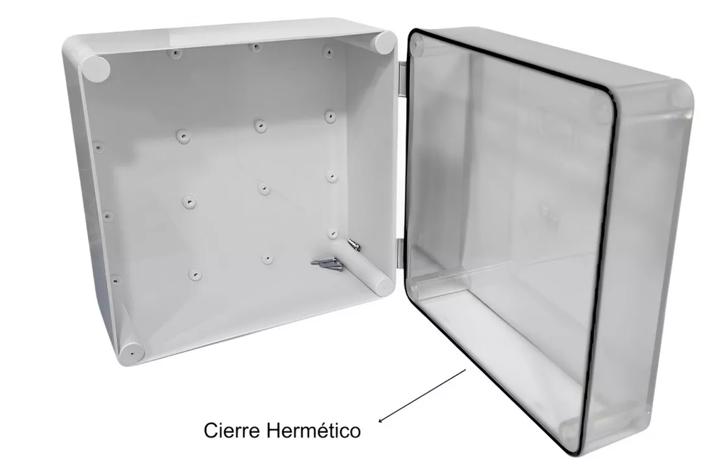 CAJA DE PASO INDUSTRIAL 20X20 PLASTICA CON INYECCION ABS CIERRE HERMETICO Y BISAGRA