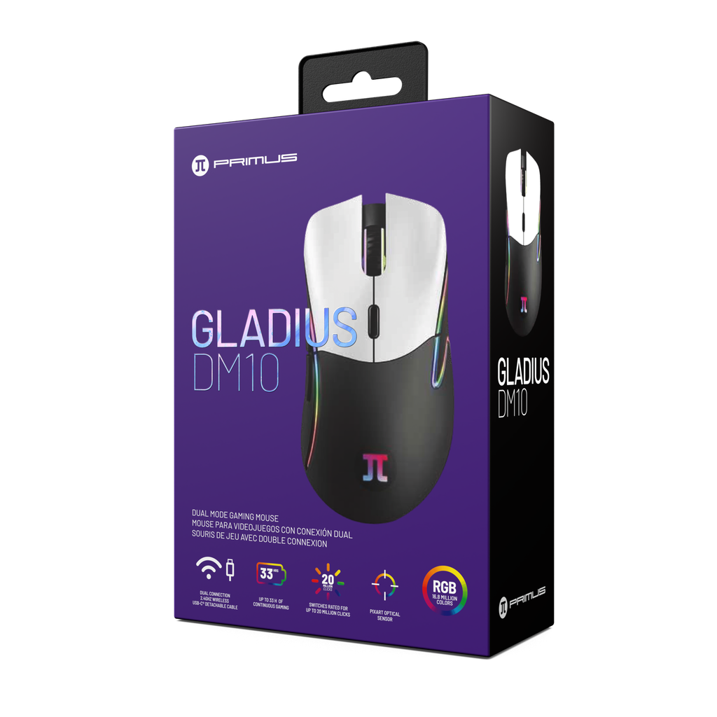 MOUSE GAMER INALAMBRICO 10000 DPI SOFTWARE PRIMUS MODO DUAL 2.4GHZ Y USB 6 BOTONES