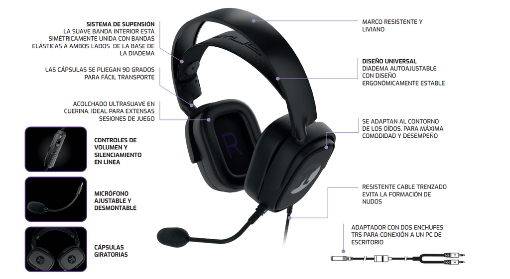 DIADEMA AUDIFONOS GAMER PRIMUS PROFESIONAL 3.5MM XBOX PS5 PC