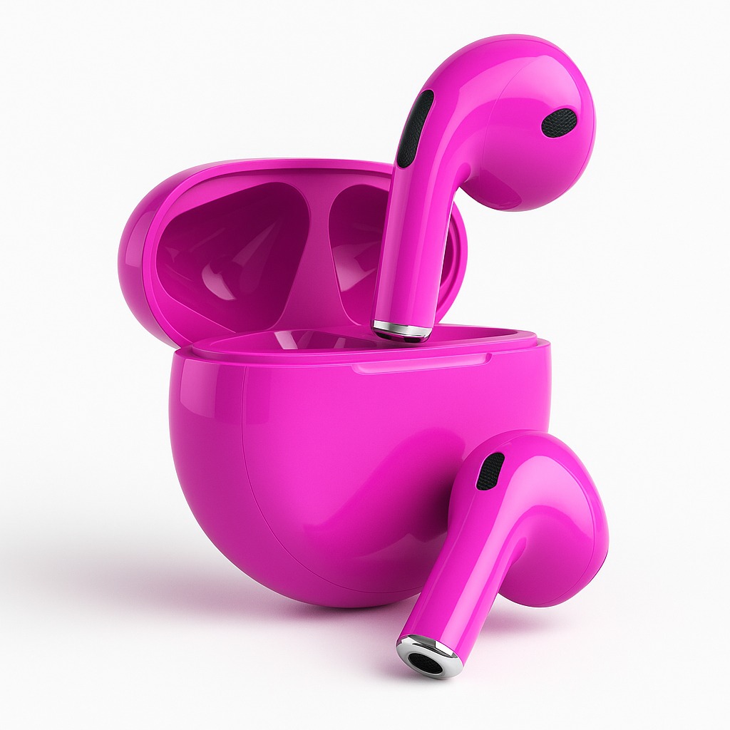 AUDIFONOS AIR POD BLUETOOTH RECARGABLES MANOS LIBRES FUCSIA