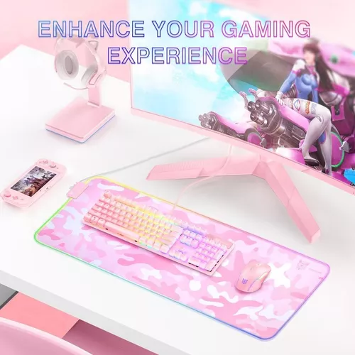 PAD MOUSE RGB ROSADO EXTRAGRANDE 80X30 DE 4MM ANTIDESLIZANTE