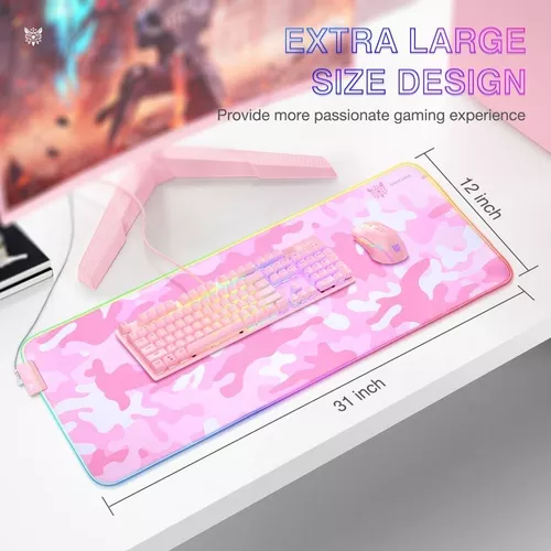 PAD MOUSE RGB ROSADO EXTRAGRANDE 80X30 DE 4MM ANTIDESLIZANTE