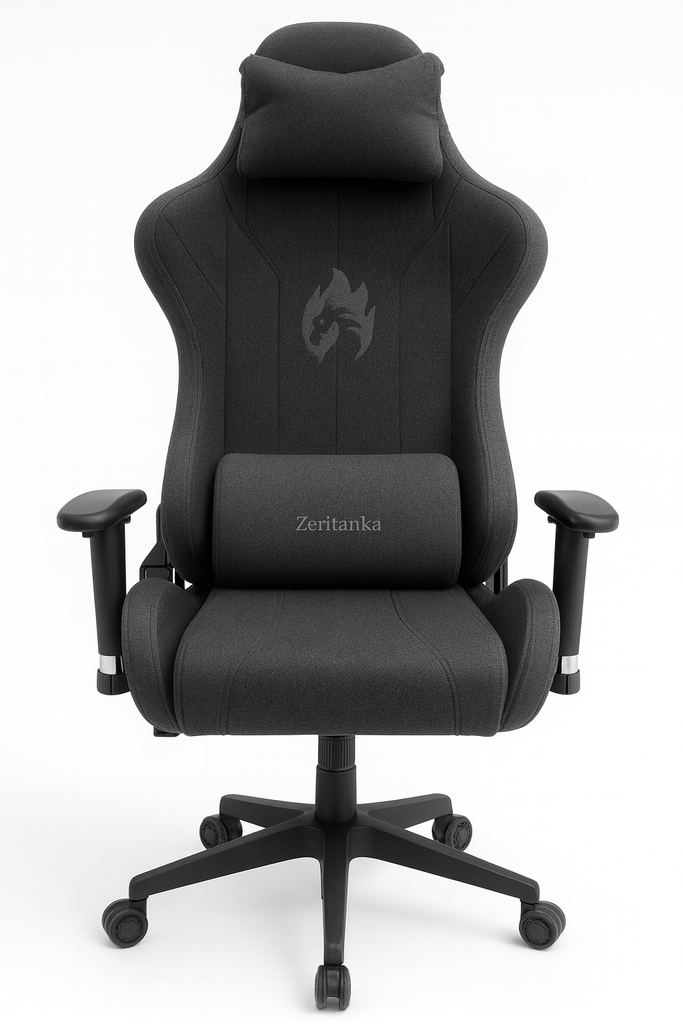 SILLA GAMER RECLINABLE ERGONOMICA PAÑO NEGRA HIROTO 2D