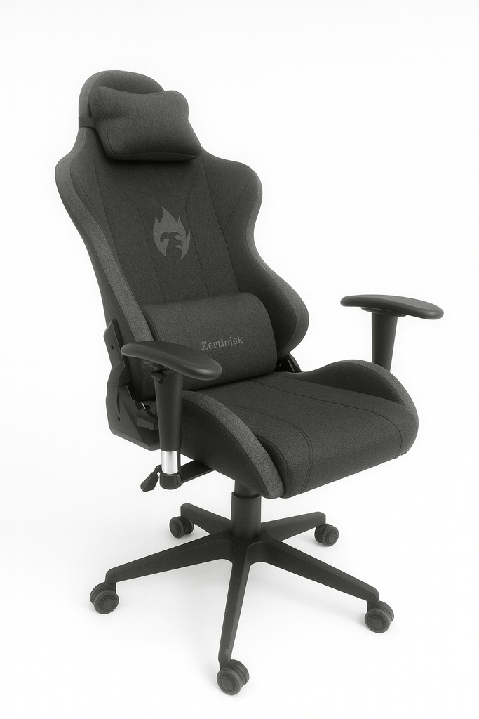 SILLA GAMER RECLINABLE ERGONOMICA PAÑO NEGRA HIROTO 2D