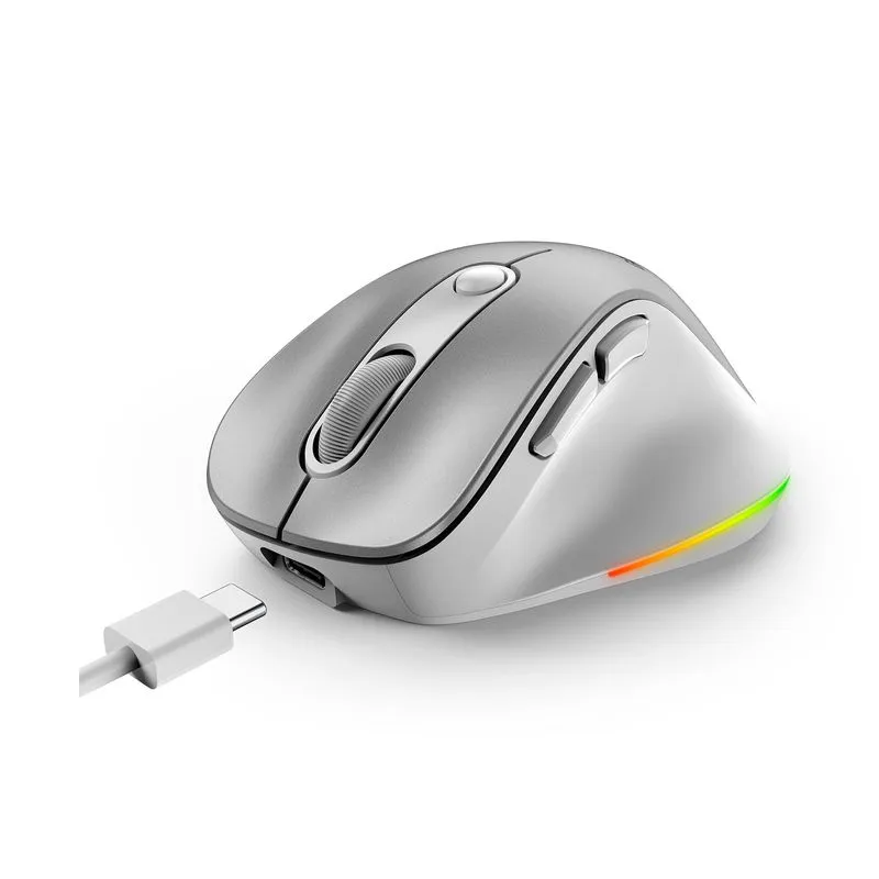 MOUSE GENIUES ERGO 9000S PRO PLATEADO BLUETOOTH Y 2,4GHZ INALAMBRICO RECARGABLE RGB 2400DPI