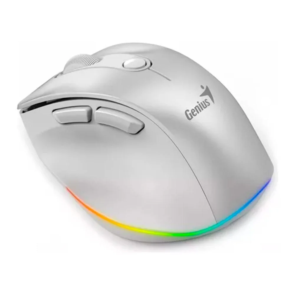 MOUSE GENIUES ERGO 9000S PRO PLATEADO BLUETOOTH Y 2,4GHZ INALAMBRICO RECARGABLE RGB 2400DPI
