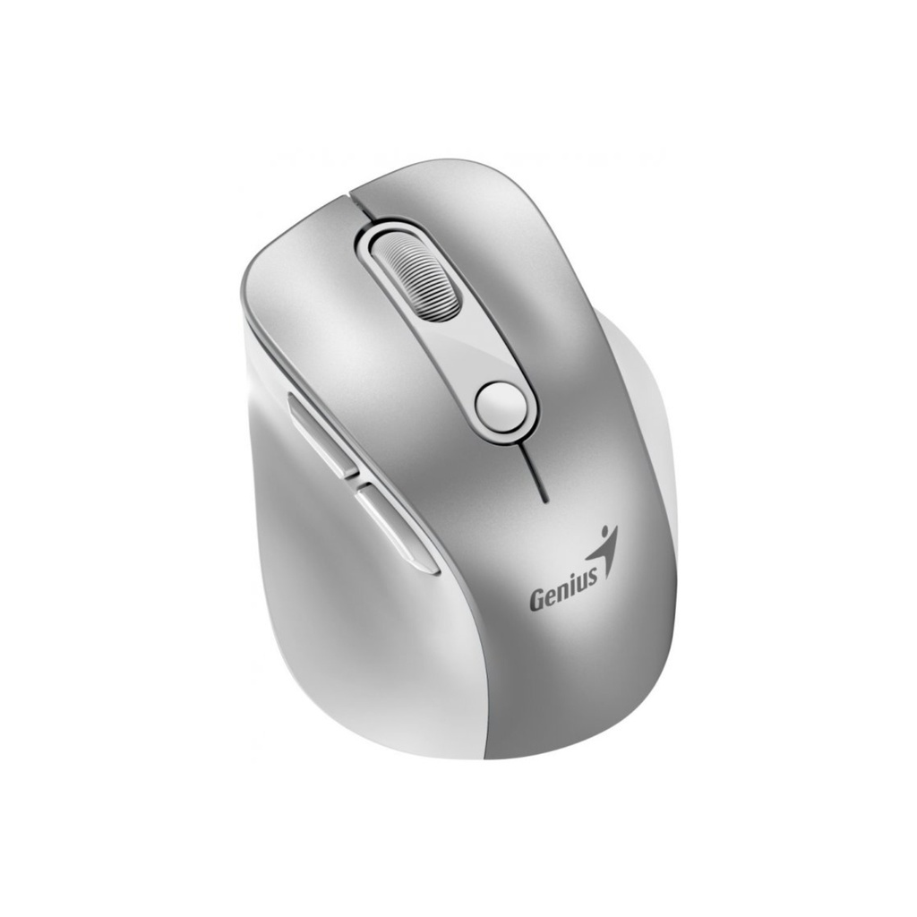 MOUSE GENIUES ERGO 9000S PRO PLATEADO BLUETOOTH Y 2,4GHZ INALAMBRICO RECARGABLE RGB 2400DPI