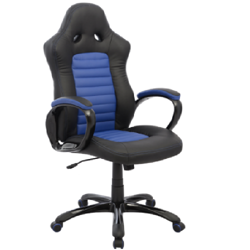 SILLA GAMER BASE NYLON / ESPALDAR Y ASIENTO EN CUERO SINTETICO AZUL FERRARI