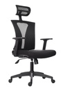 BRAZOS GRADUABLE / BASE NYLON / ASIENTO EN PAÑO NEGRO / ESPALDA EN MALLA NEGRA / CON CABECERO