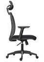 BRAZOS GRADUABLE / BASE NYLON / ASIENTO EN PAÑO NEGRO / ESPALDA EN MALLA NEGRA / CON CABECERO