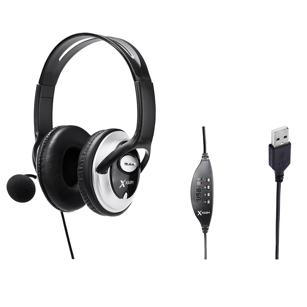 DIADEMA USB X-KIM HF-868U NEGRA CON CONTROL VOLÚMEN