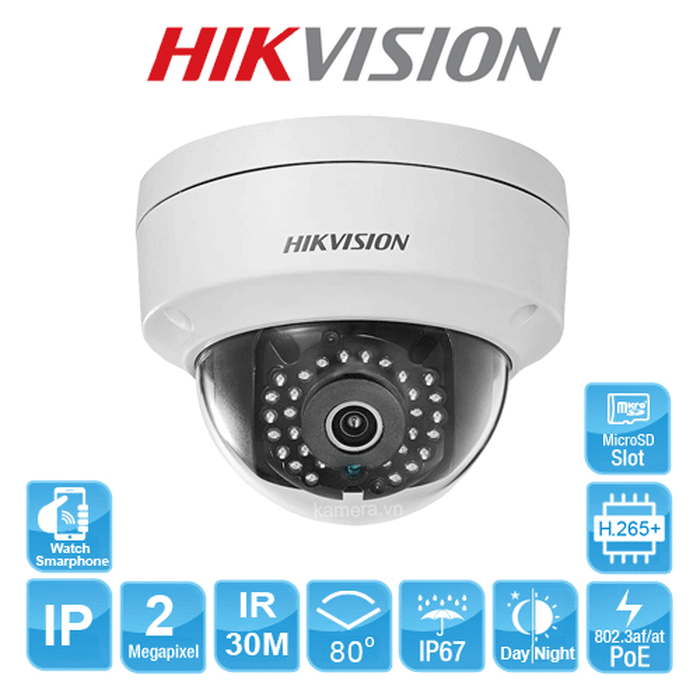 CAMARA DOMO IP 2 MP WDR NETWORK ANTIVANDALICO HIKVISION 