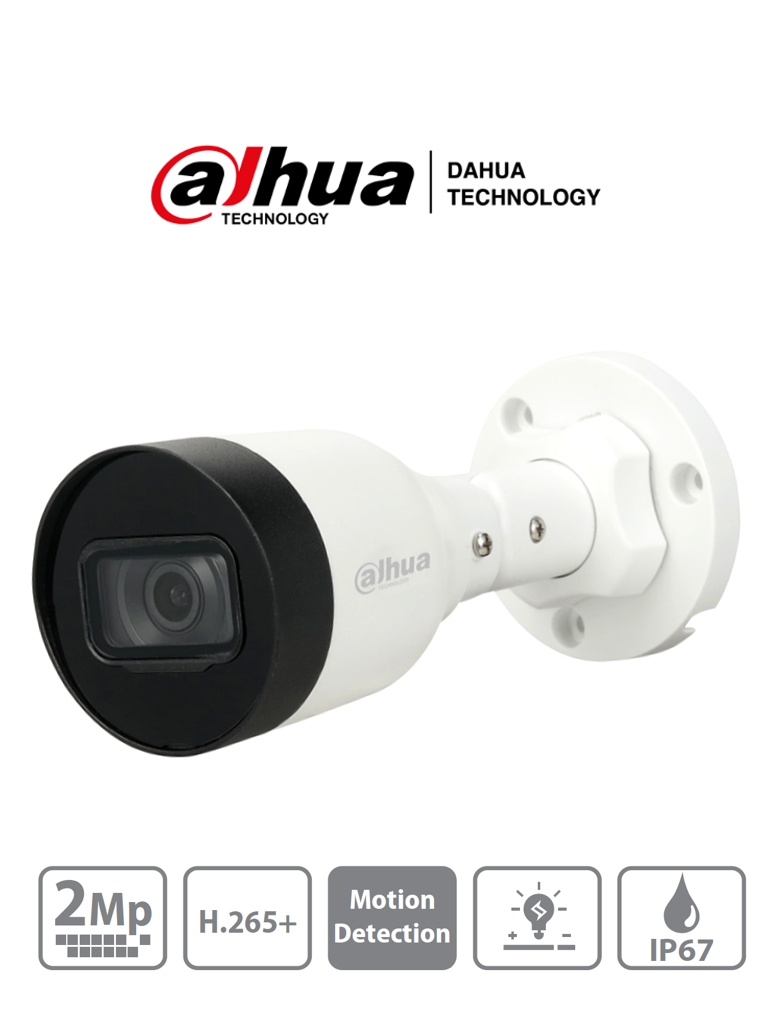 CAMARA IP BALA SEMIMETALICA 1/2,7" CMOS 2MP@30FPS LENTE 2,8MM FOV 115° DWDR IR 30M H.265+ POE IP67