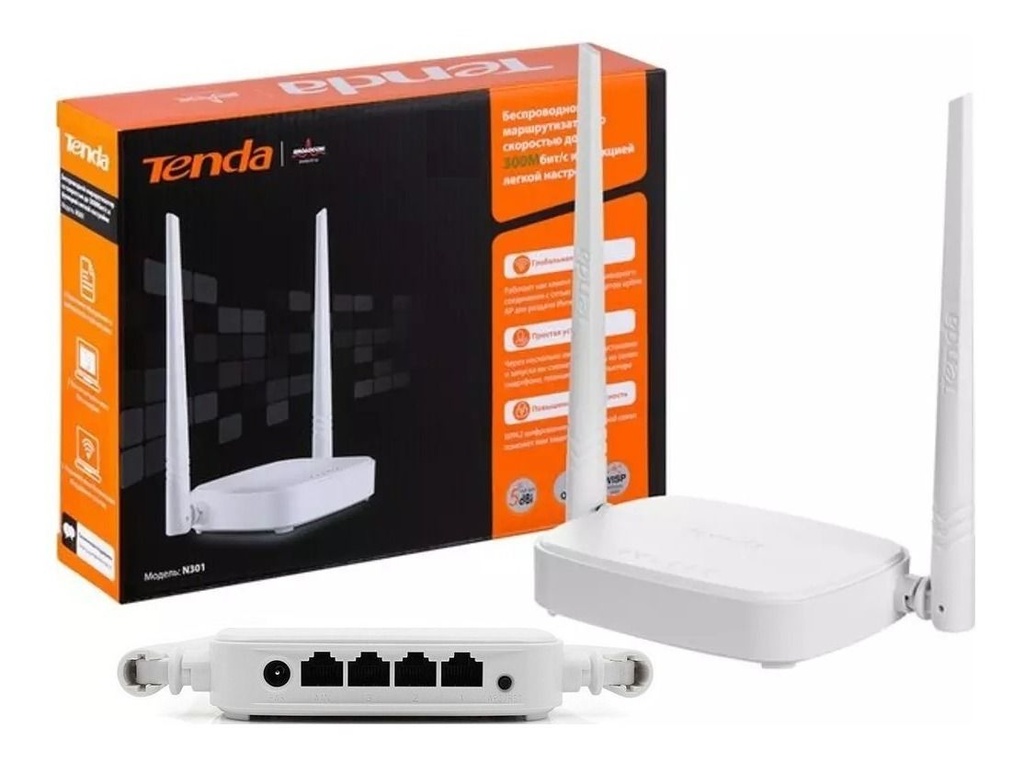 ROUTER INALAMBRICO WIFI TENDA N301 2 ANTENAS 300 MBPS
