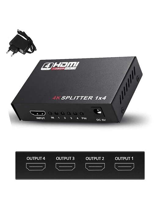 MULTIPLICADOR SPLITTER HDMI, 1 ENTRADA X 4 SALIDAS, 1080 1X4