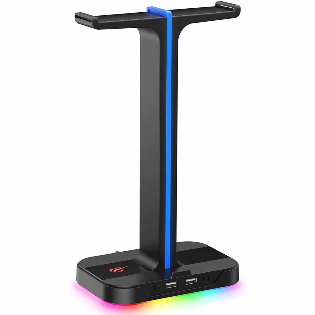 SOPORTE DE DIADEMA GAMER RGB 2 PUERTOS USB HAVIT