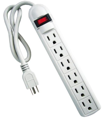 MULTITOMA DE 6 PUERTOS REGLETA ELECTRICA PLASTICA BLANCA