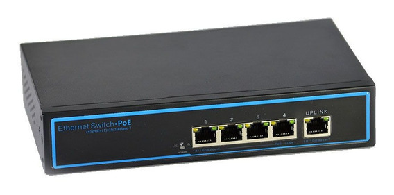 SWITCH POE DE 4 PUERTOS SAT BASE 10/100 METALICO