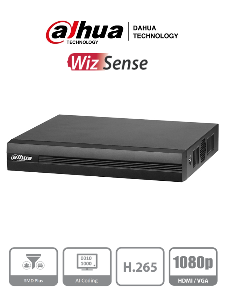XVR 16CH + 2CH IP GRABACION HASTA 1080N 4CH CON SMD 1 HDMI 1 E/S RCA 1 SATA AI CODING/H.265