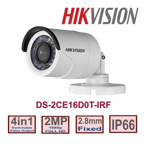 BALA METALICA 1080P / GRAN ANGULAR 106° / LENTE 2.8 MM / 25 MTS SMART IR / EXTERIOR IP67 / 4 TECNOLOGIAS (TVI / AHD / CVI / CVBS)