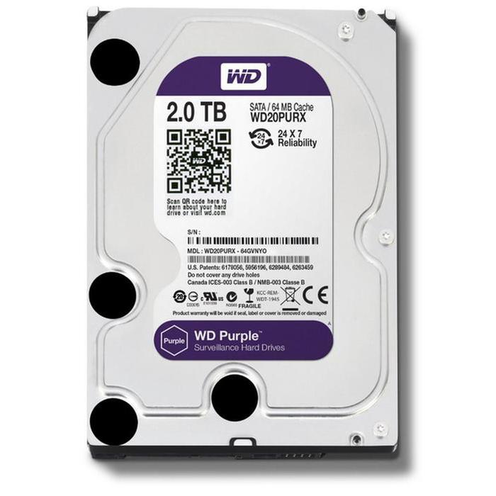 DISCO DURO PC 2TB TERAS WD WESTERN PURPURA CAMARA DVR 3 AÑOS