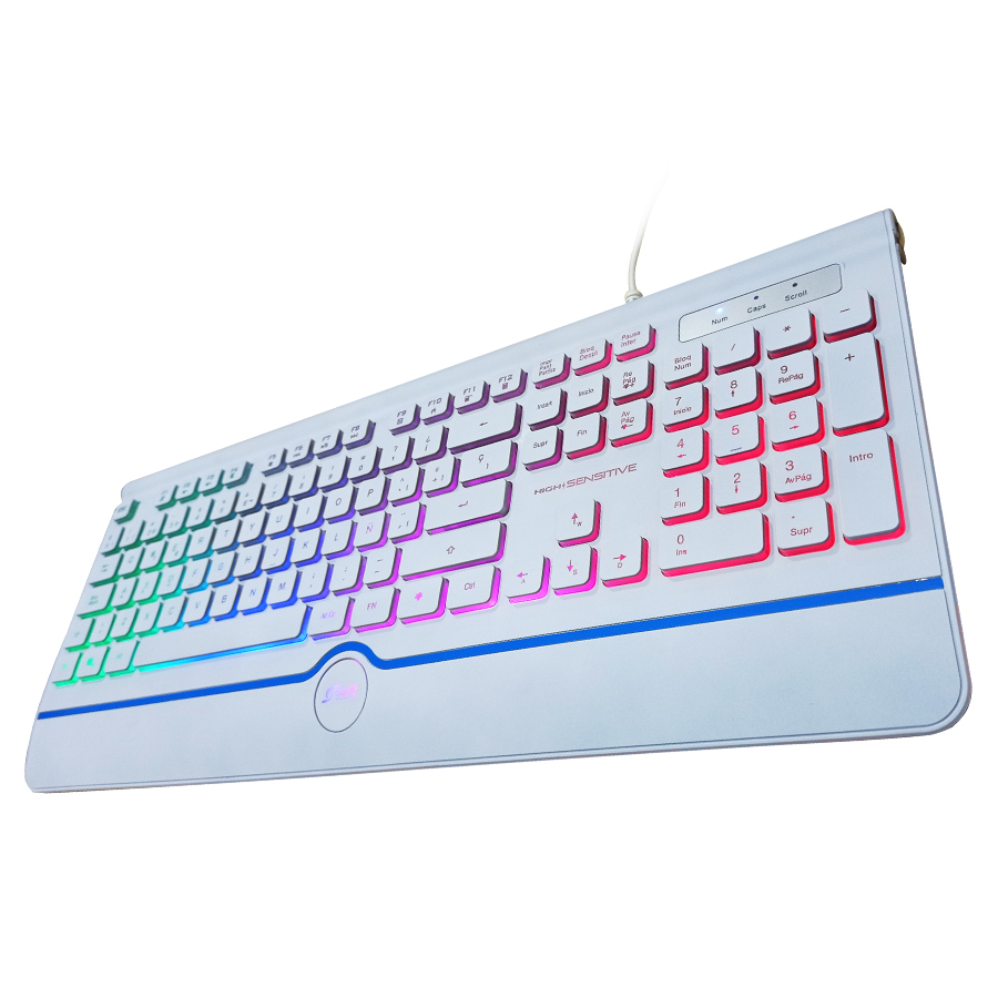 TECLADO MULTIMEDIA GAMER USB RGB BLANCO SPACE JYR TMJR-025