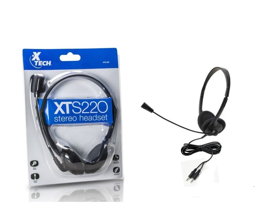 DIADEMA XTECH XTS-220 ALAMBRICO MICROFONO NEGRO