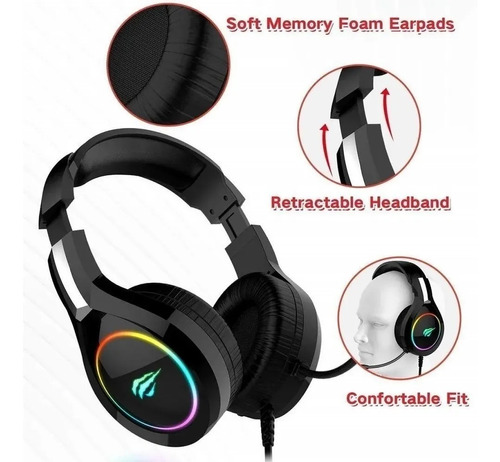 DIADEMA GAMER HAVIT HV H2232d 3.5 USB PC LED