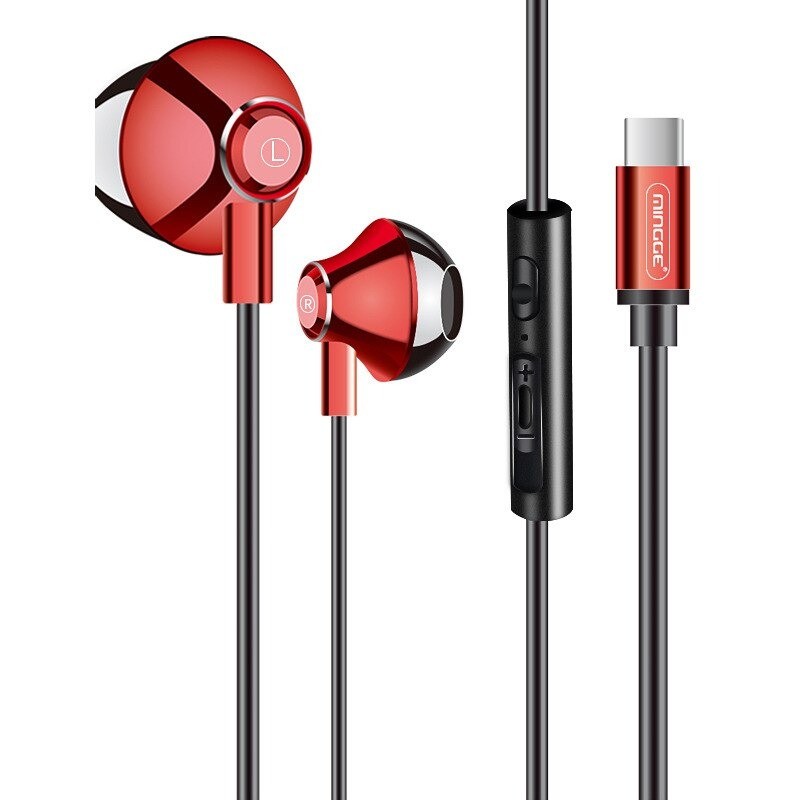AUDIFONOS CABLEADOS CONTRARUIDO TIPO C ROJO