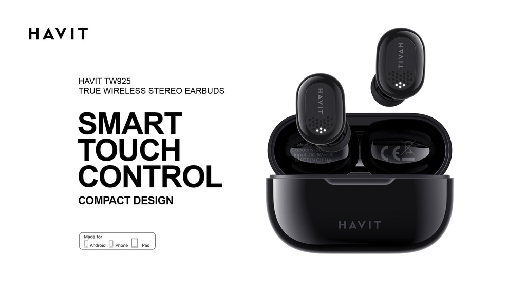 AUDIFONOS BLUETOOTH HAVIT TW925 SMART TOUCH IN-EAR