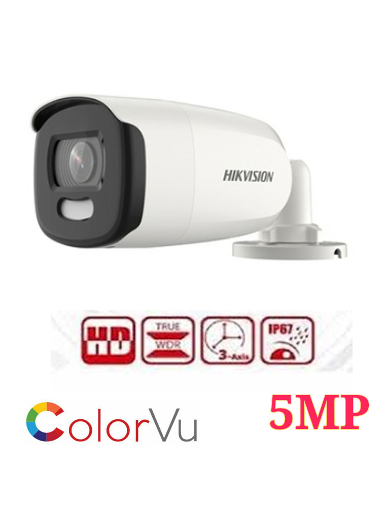 CAMARA TURBO 5MP BALA EXIR 0.0005LUX 3D DNR WDR 130 dB F3.6MM COLOR VU IP67 METAL HIKVISION