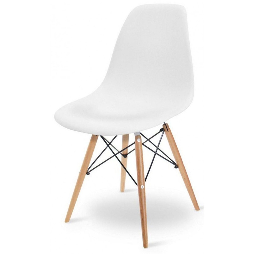 SILLA EAMES TRADICIONAL CON PATAS EN MADERA - BLANCA