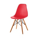 SILLA EAMES TRADICINAL CON PATAS DE MADERA - ROJA